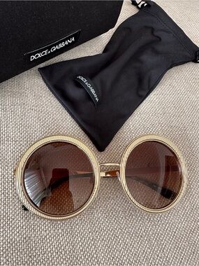 Dolce & Gabbana Gold Tone/Havana DG2179 Round Sunglasses